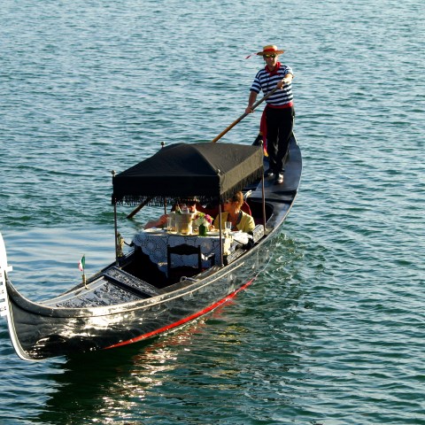 electric gondola in harbor