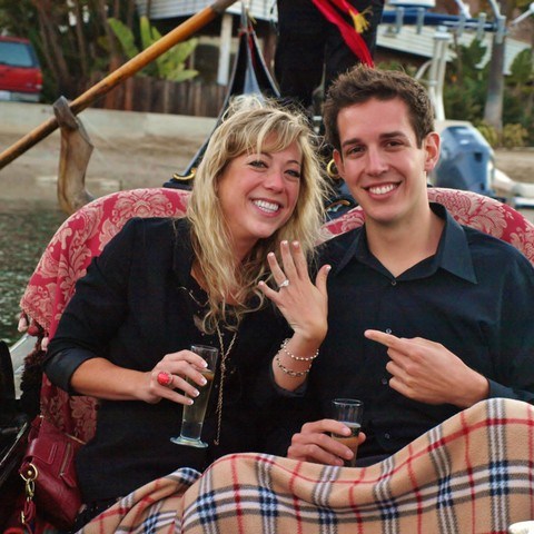 happy couple on gondola