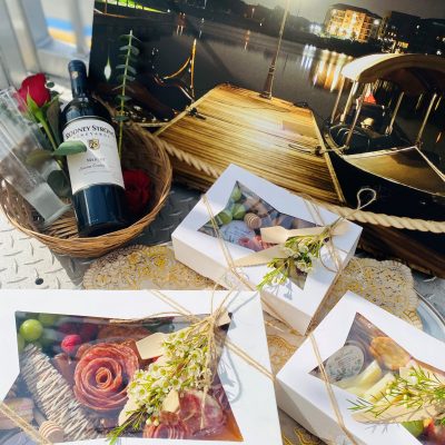 a stack of flyers on a table